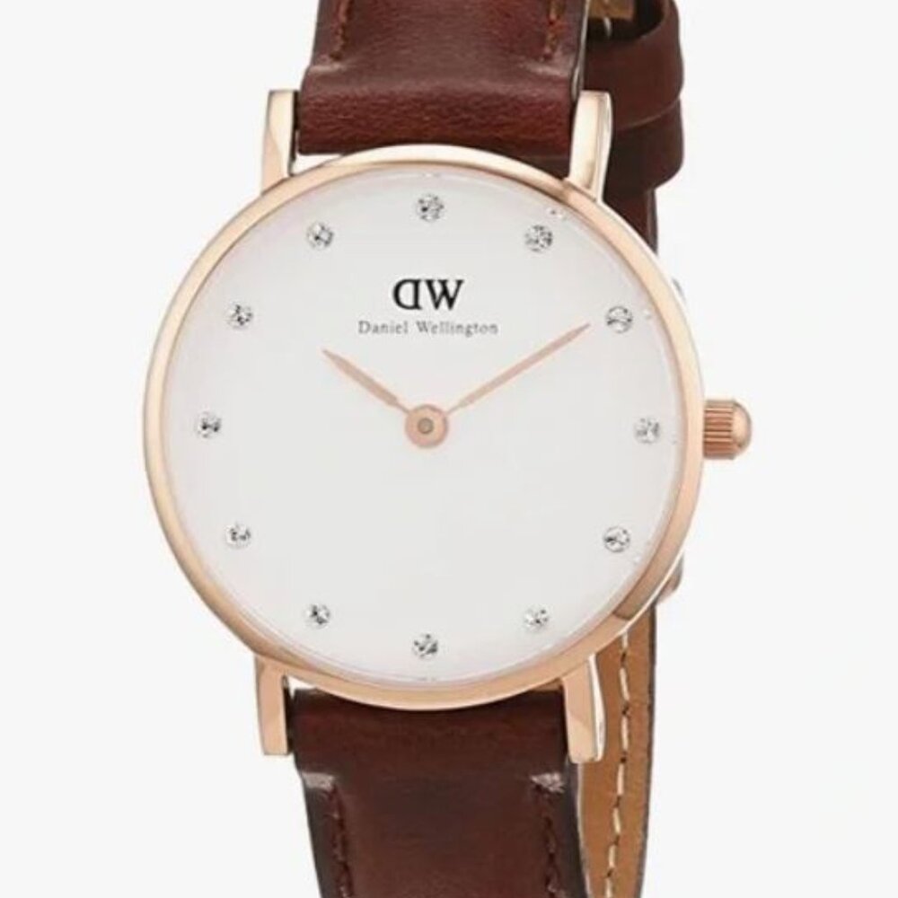 DW Classic Sheffield Watch - Rose Gold/Swarovski Crystals - Brown Leather